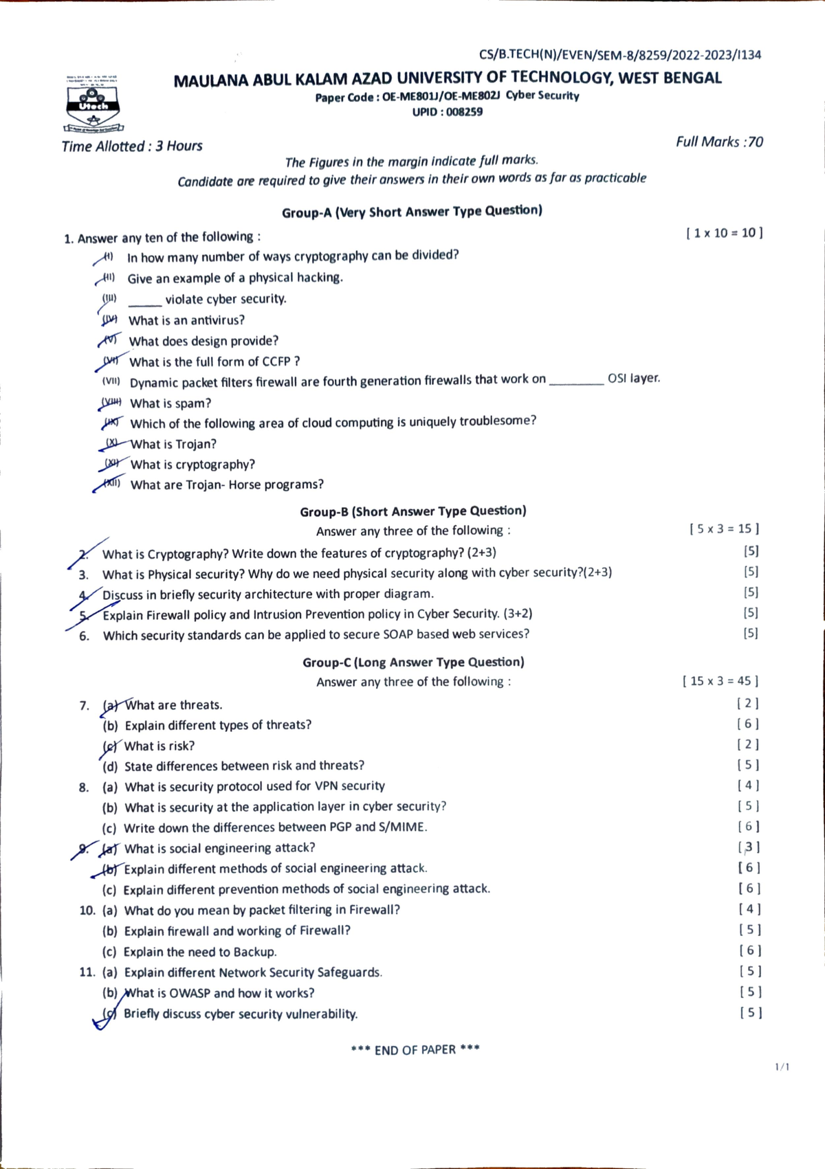 Cyber Security Question - B.Tech Mechanical Engg - Studocu