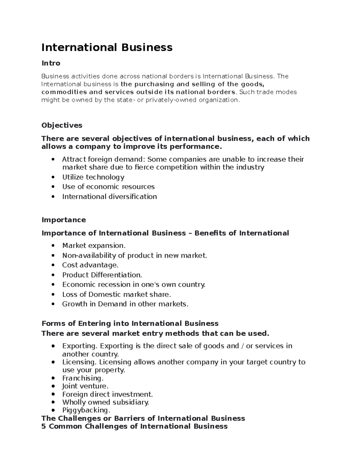 Introduction To Business - International Business Intro Business ...