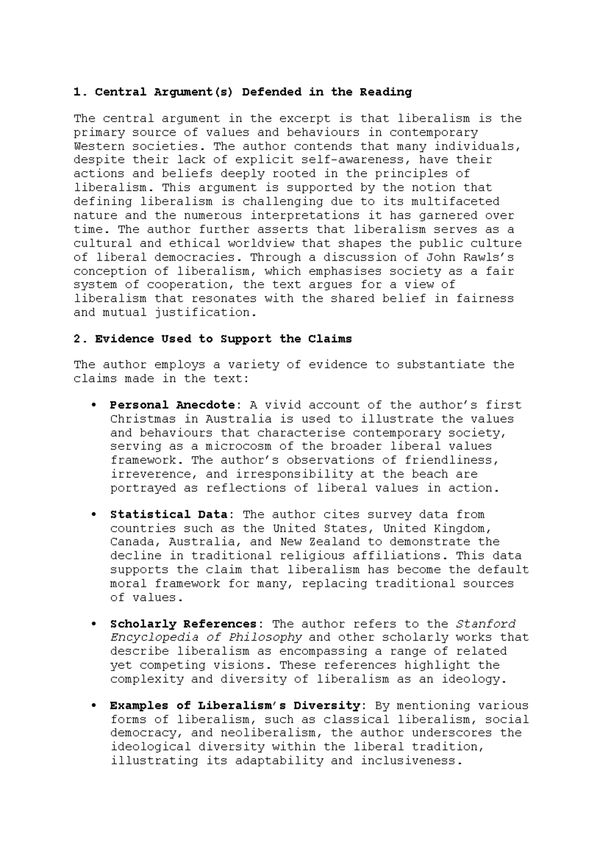 Week 3 Reading Notes - Central Argument(s) Defended in the Reading The ...