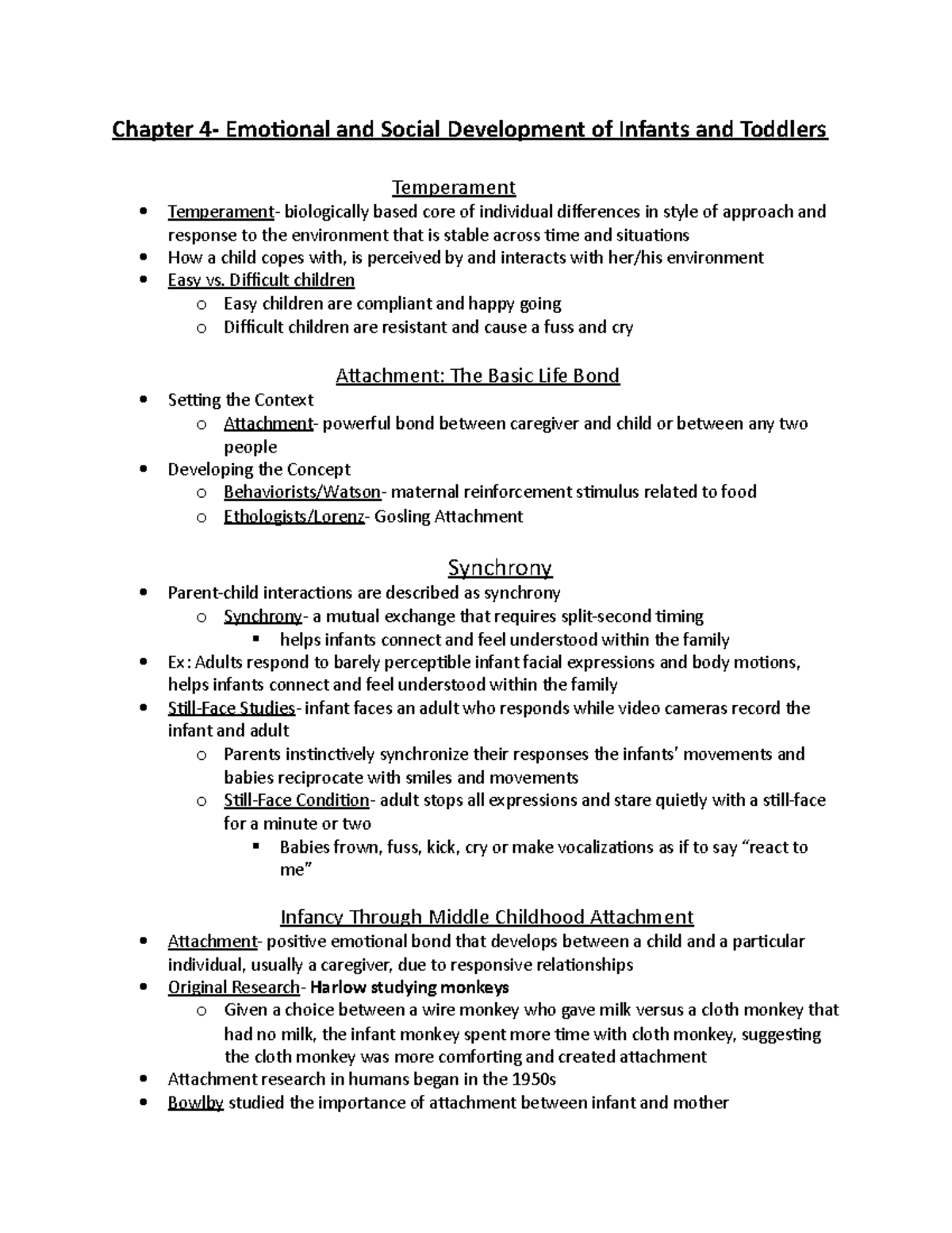 Chapter 4 Notes Develop Psych - Chapter 4- Emotional And Social ...