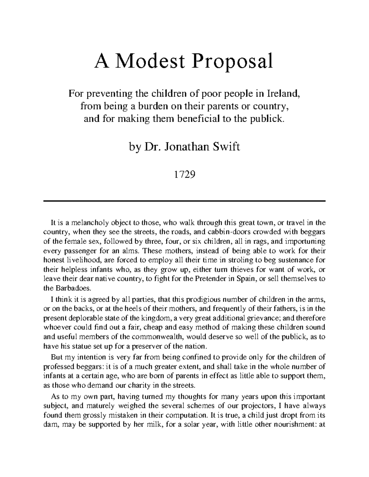 A-Modest-Proposal - N/A - A Modest Proposal For preventing the children ...
