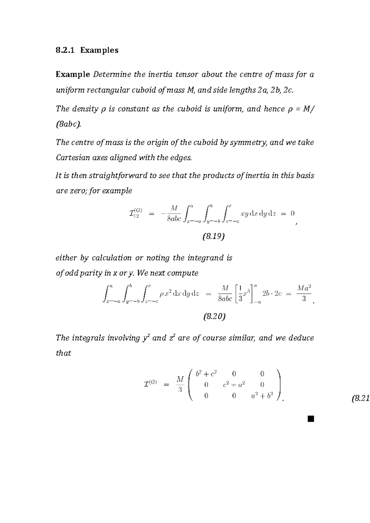 Dynamics-8-4 - Examples - 8.2 Examples Example Determine the inertia ...