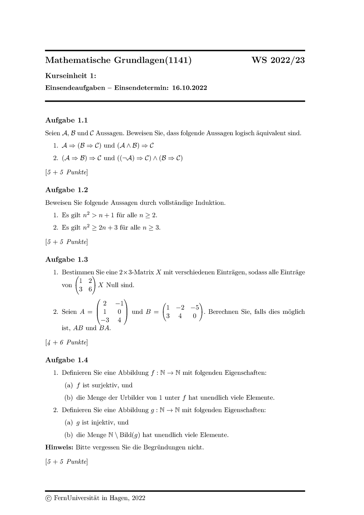 1141 Ea1 - Sommersemester - Mathematische Grundlagen(1141) WS 2022 ...