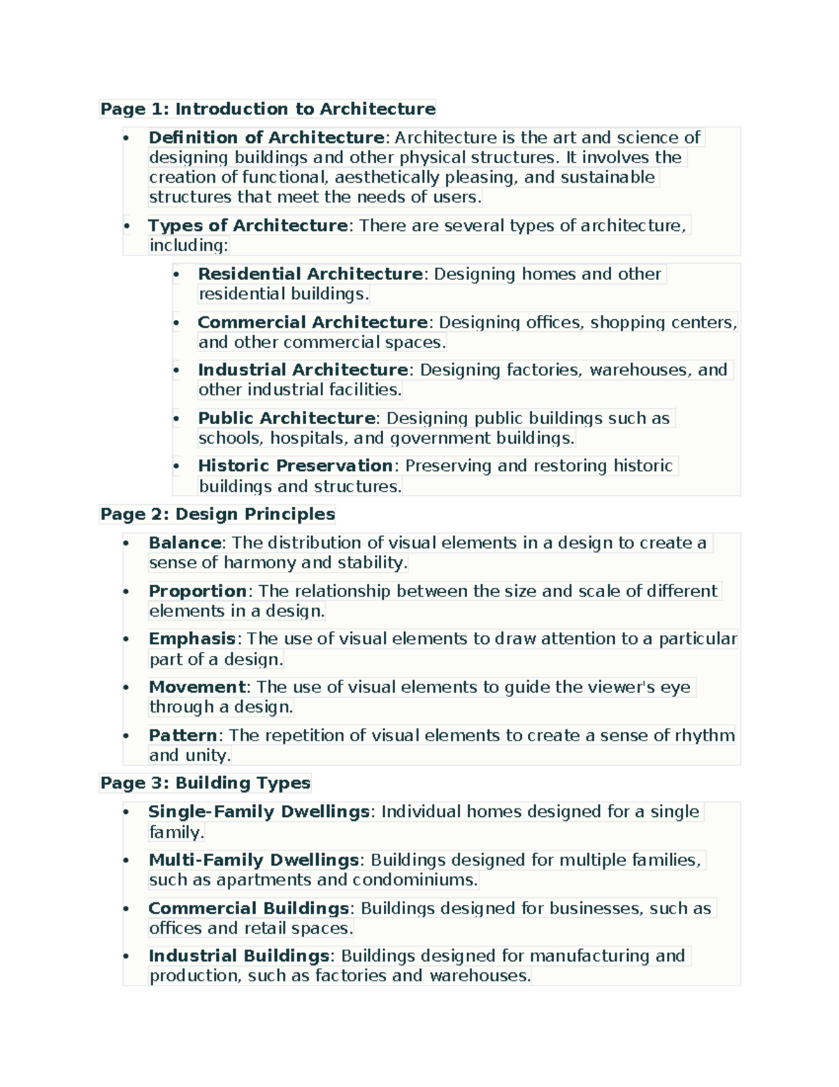 Page 1 - Summary Architecture - Page 1: Introduction to Architecture ...