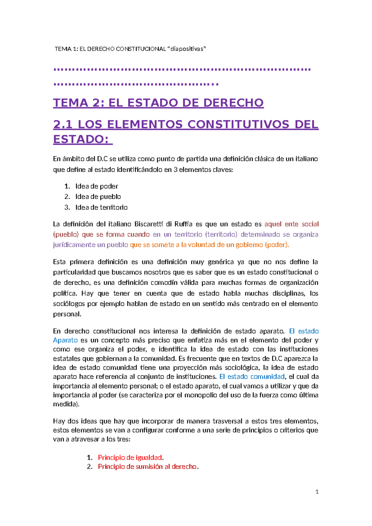 Constitucional apuntes - TEMA 1: EL DERECHO CONSTITUCIONAL ...