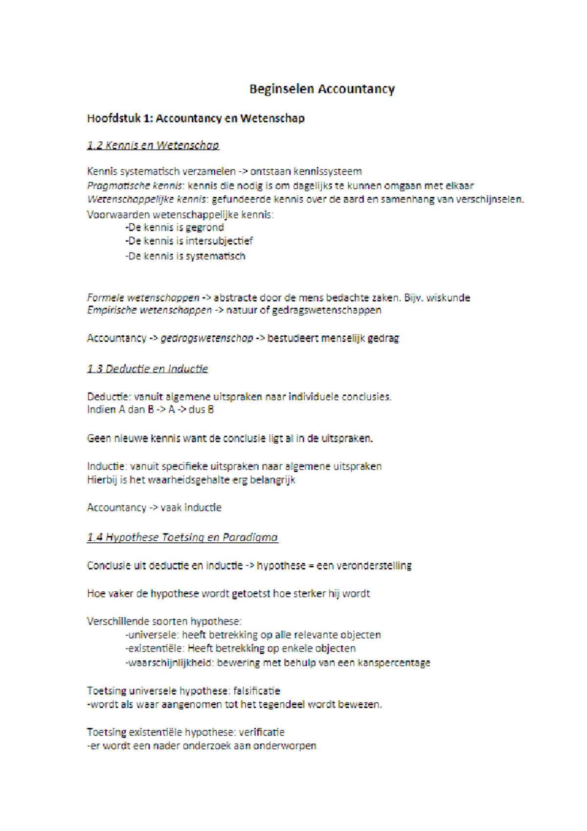 Sv Hoofdstuk 1 - Samenvatting Beginselen Accountancy - Studeersnel