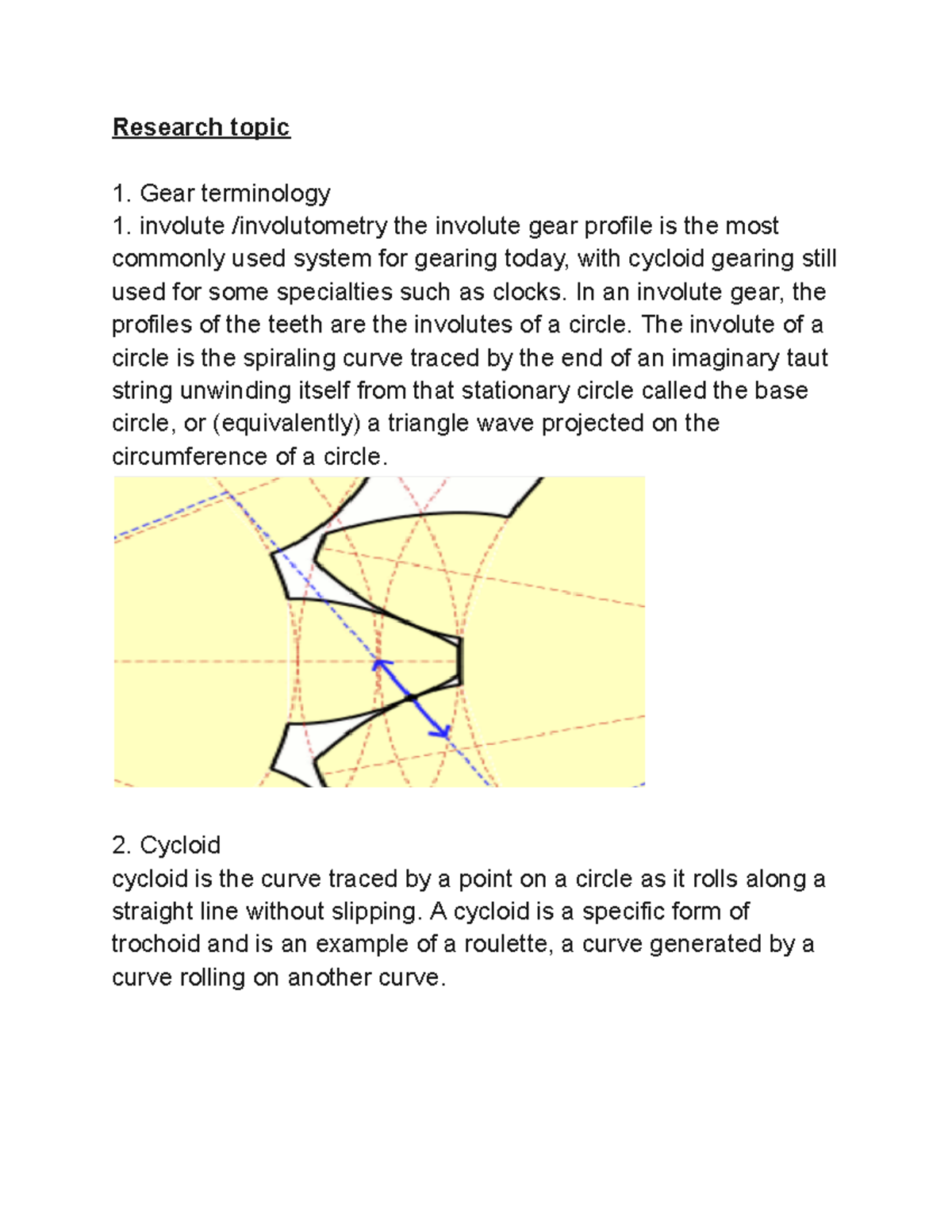 EMT 1220 Lab4 Research topic Gear terminology involute