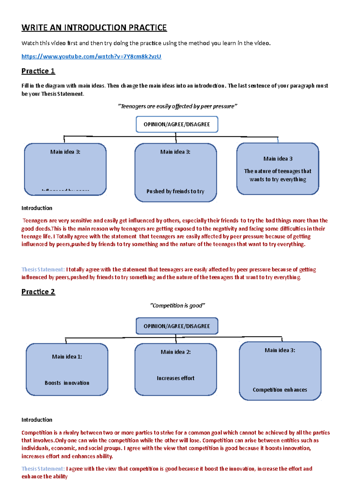 Write AN Introduction Practice - WRITE AN INTRODUCTION PRACTICE Watch ...