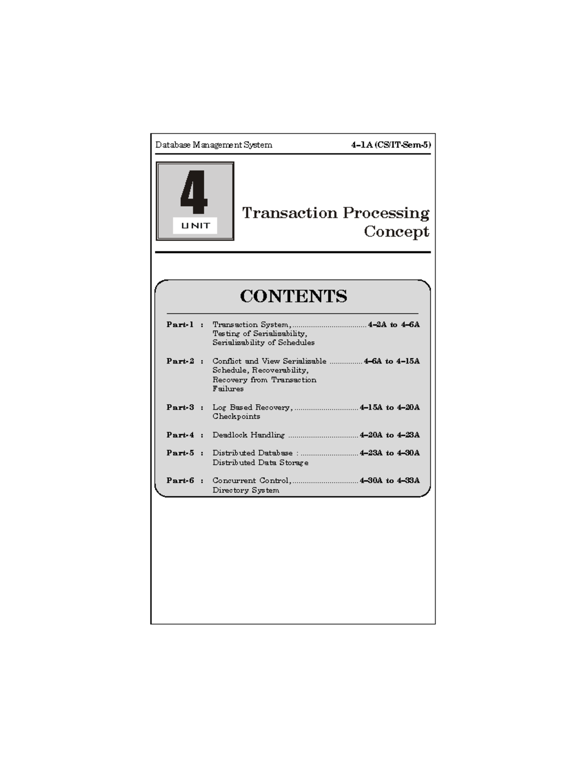 DBMSquantum 4unit - notes CSE btech - Database Management System 4–1 A ...