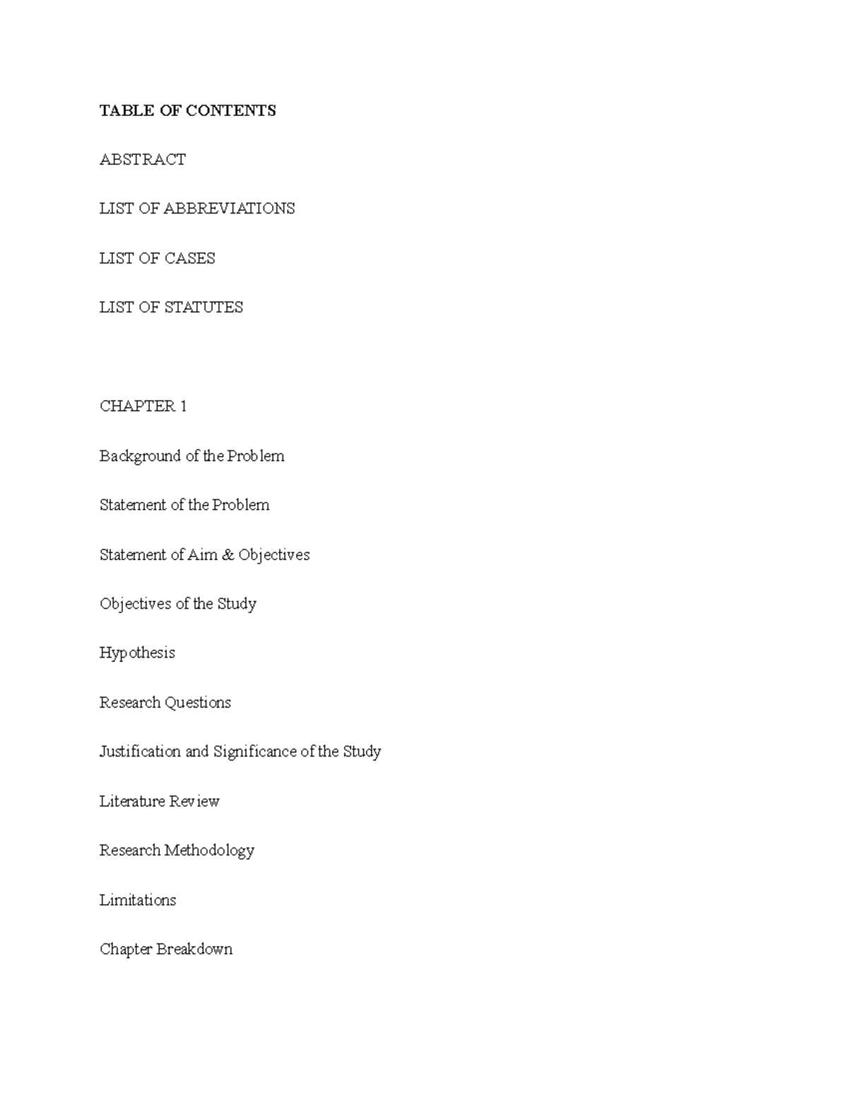 Research Paper - TABLE OF CONTENTS ABSTRACT LIST OF ABBREVIATIONS LIST ...