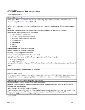 Sithccc 007 Assessment 1 - Portfolio.v1.0 - SITHCCC007 Assessment Tasks ...