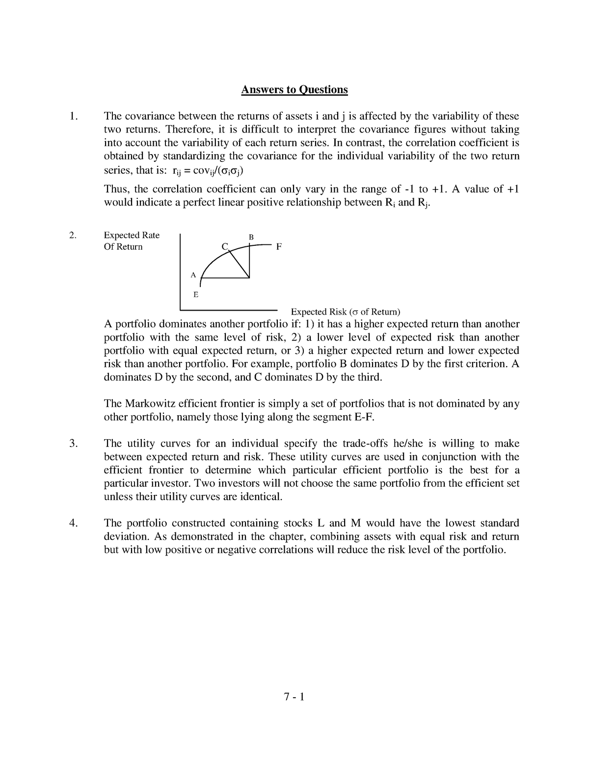 Problem Set 4 (solution) - Answers To Questions The Covariance Between ...