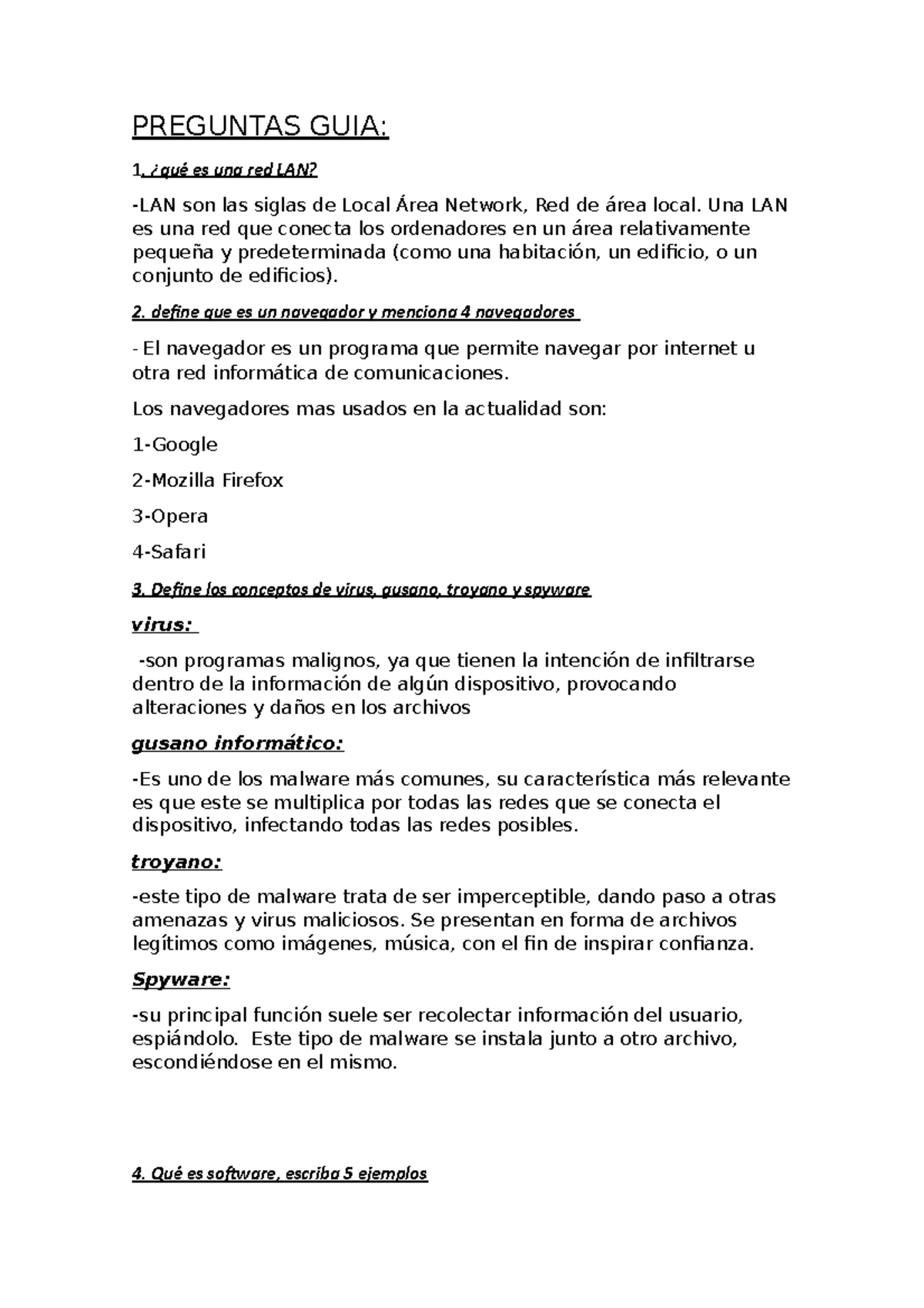 Preguntas GUIA DE NADA PREGUNTAS GUIA ¿qué es una red LAN? LAN