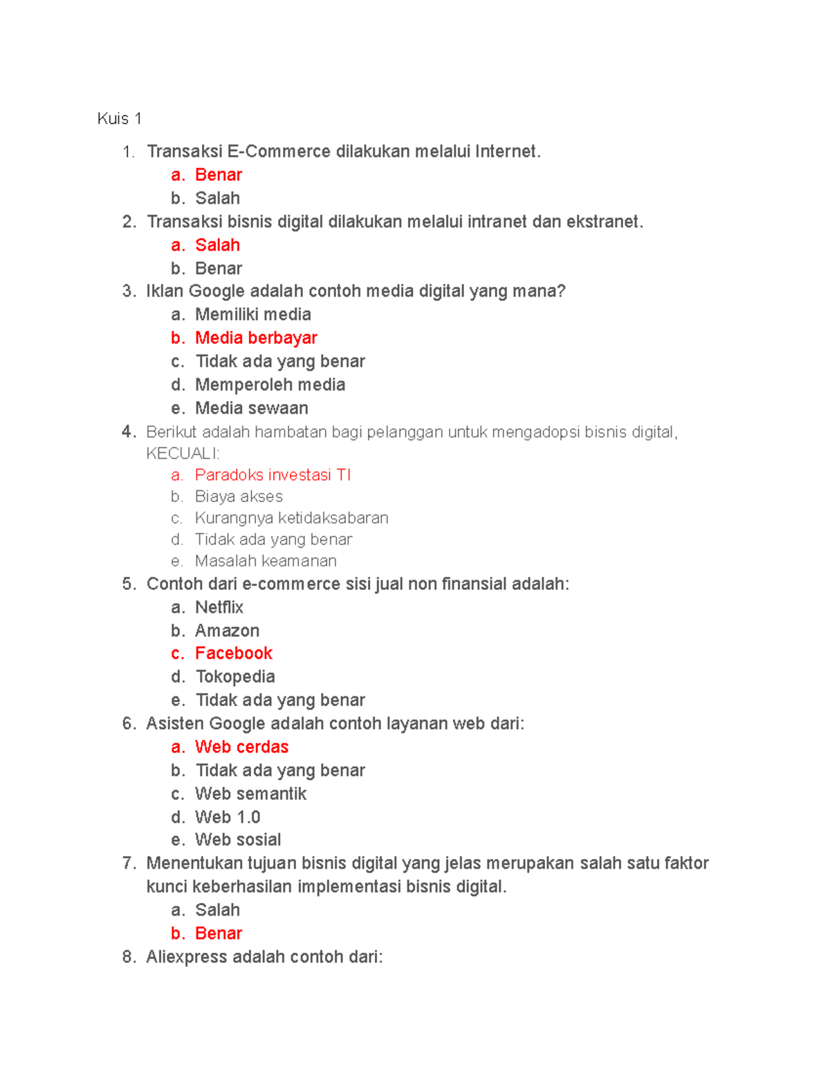 Pembahasan Quiz - Soal Kuis Pak Gunggu - Kuis 1 1. Transaksi E-Commerce ...