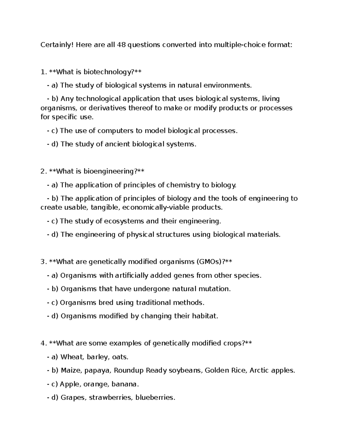 STS Bioengineering - lecture notes - Certainly! Here are all 48 ...