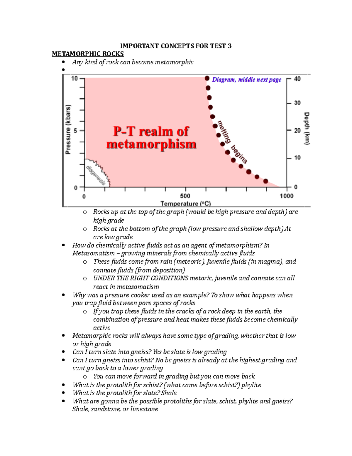 GEOL 1100 Test 3 Study notes Spring 2016 - IMPORTANT CONCEPTS FOR TEST ...