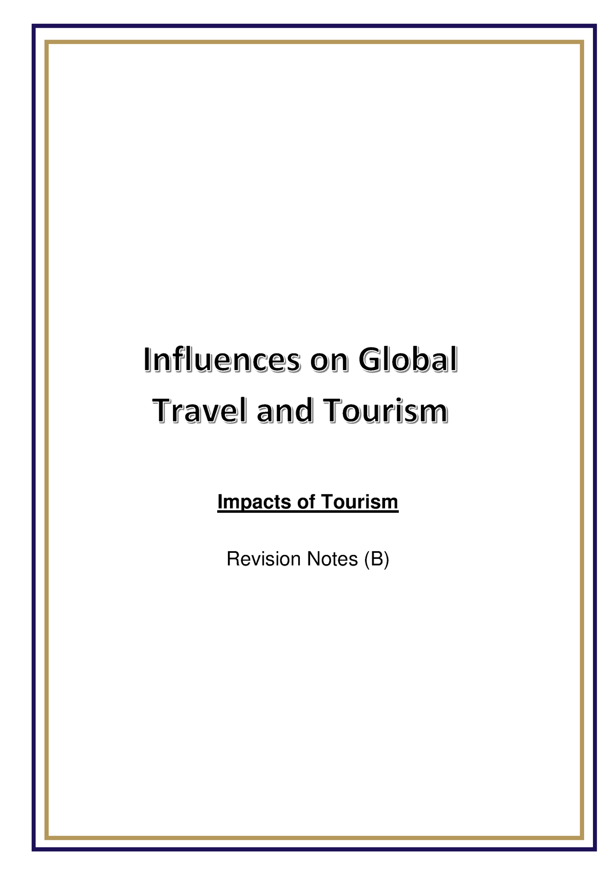 travel and tourism revision notes