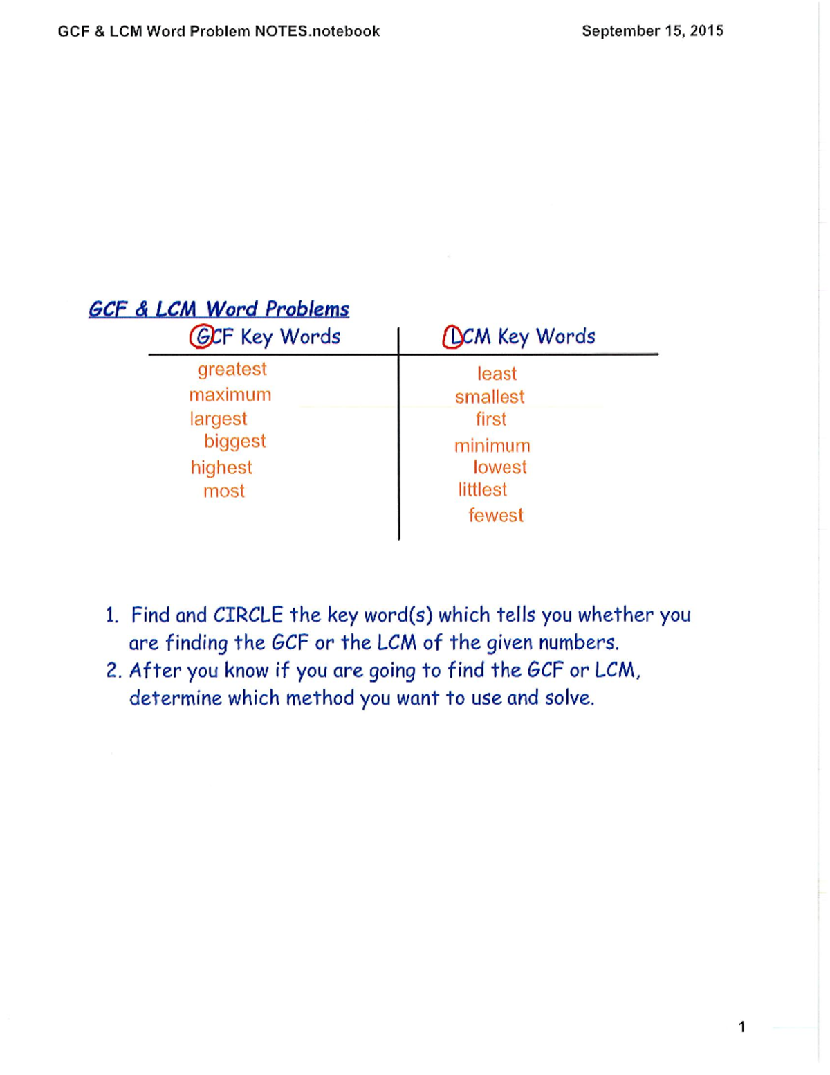 GCF and LCM Word Problem Notes-001 - AMTH 092 - Studocu