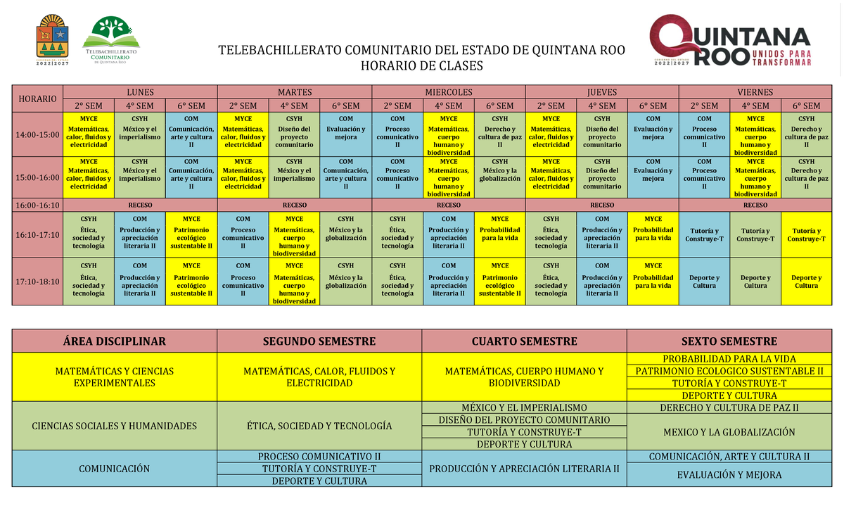 Horario 2,4 Y 6 Semestre (2023) - TELEBACHILLERATO COMUNITARIO DEL