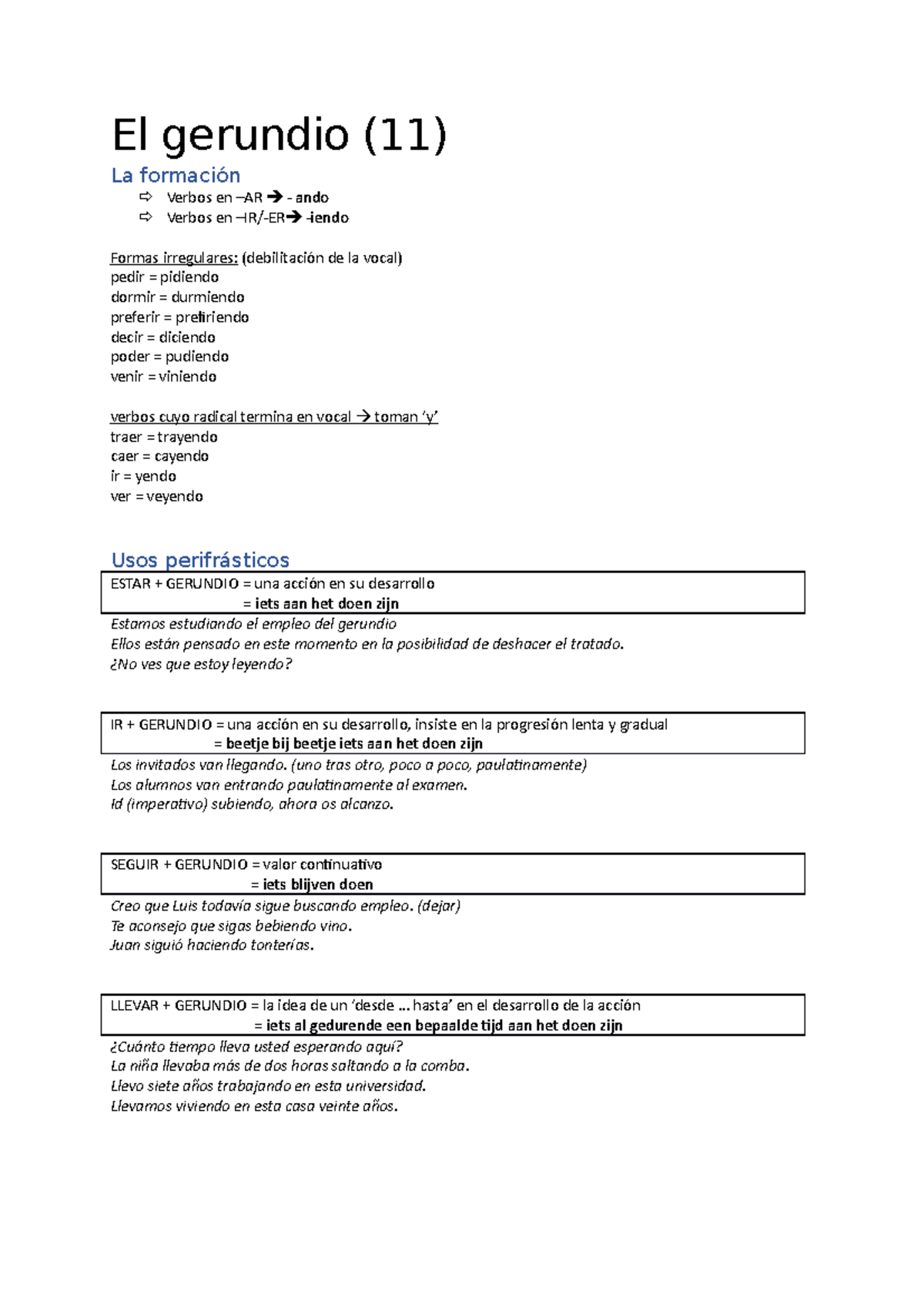 El gerundio 11 SPaans Gramm - El gerundio (11) La Verbos en ando Verbos ...