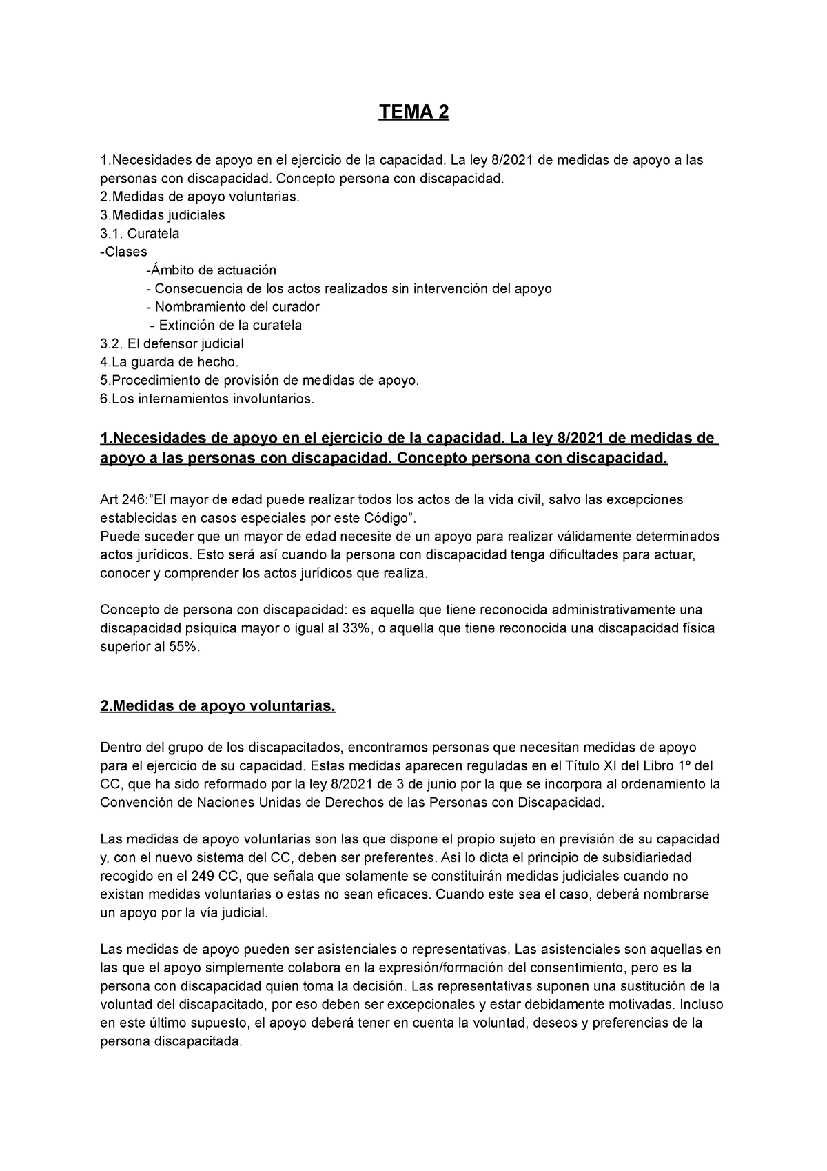 Tema 2 Discapacitados Y M De Apoyo Tema 2 1 De Apoyo En El Ejercicio De La Capacidad La Ley 3004