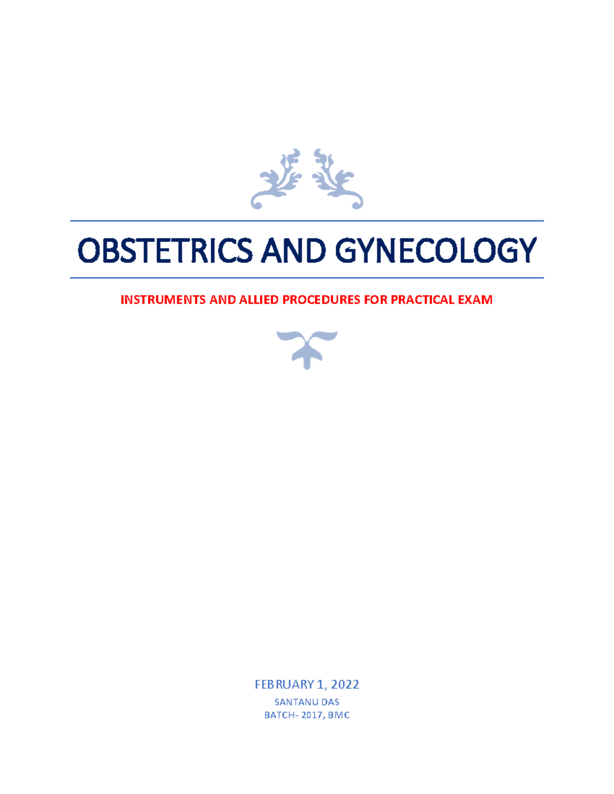 Obstetrics AND Gynecology - OBSTETRICS AND GYNECOLOGY INSTRUMENTS AND ...