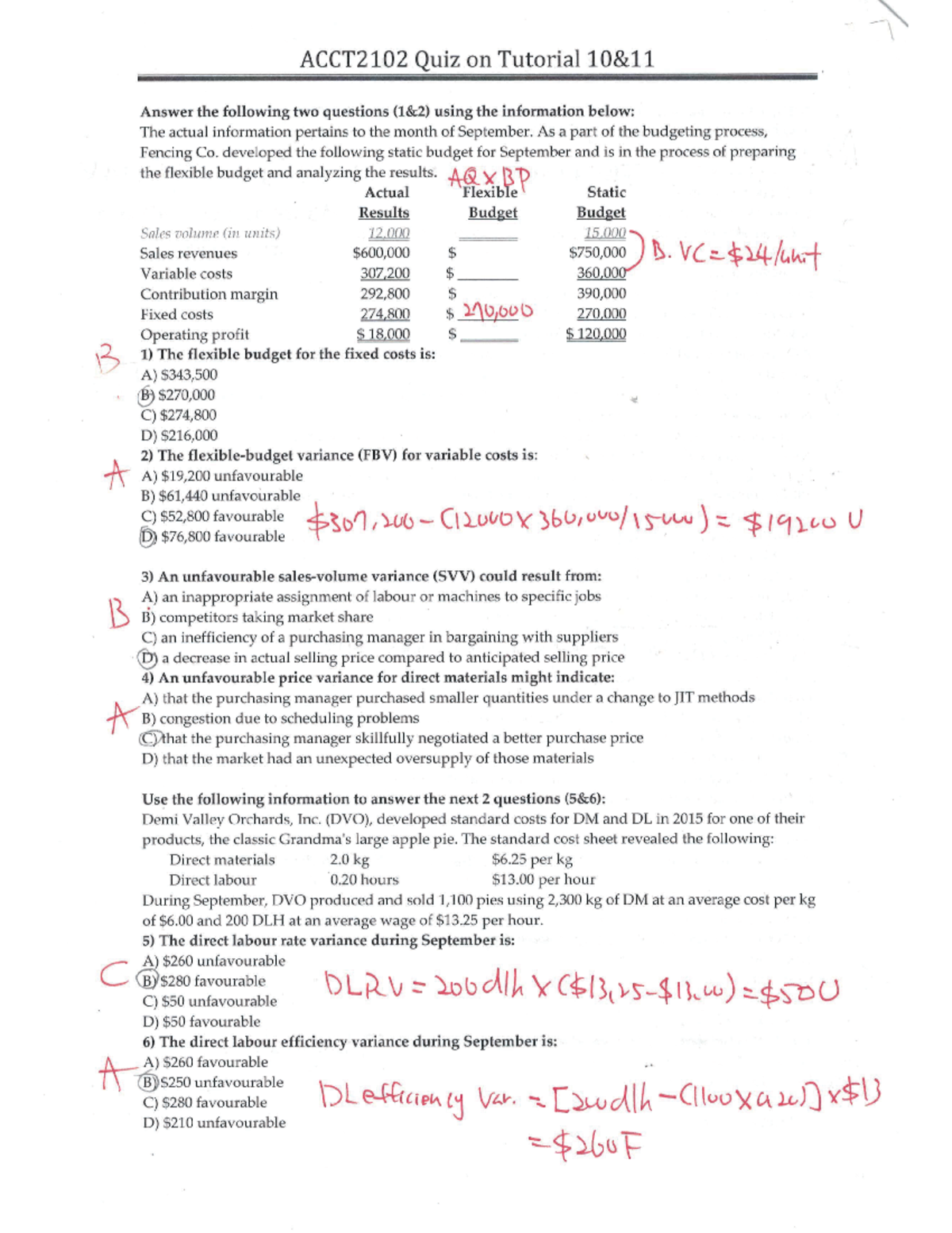 ACCT2102 T1011 Quiz - Quiz Questions Are Tested In The Tutorial 10&11 ...