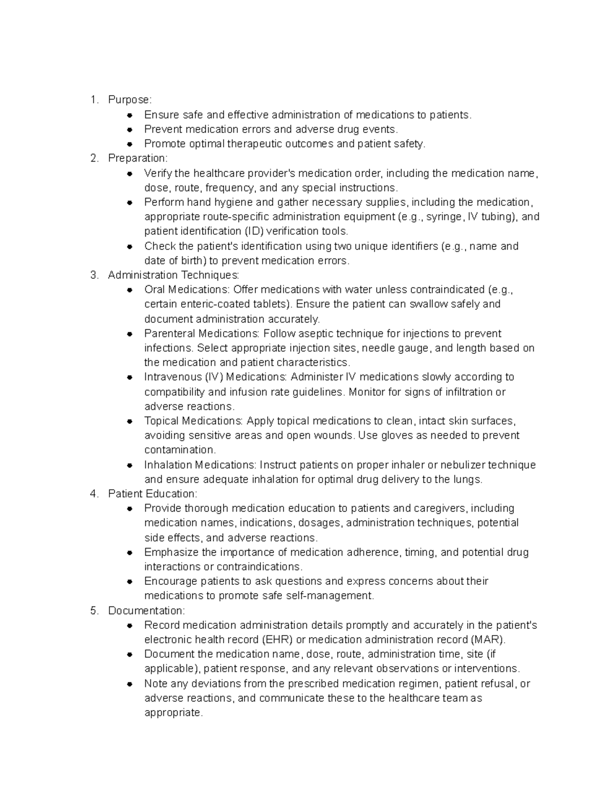 Med adminstration notes - Purpose: Ensure safe and effective ...