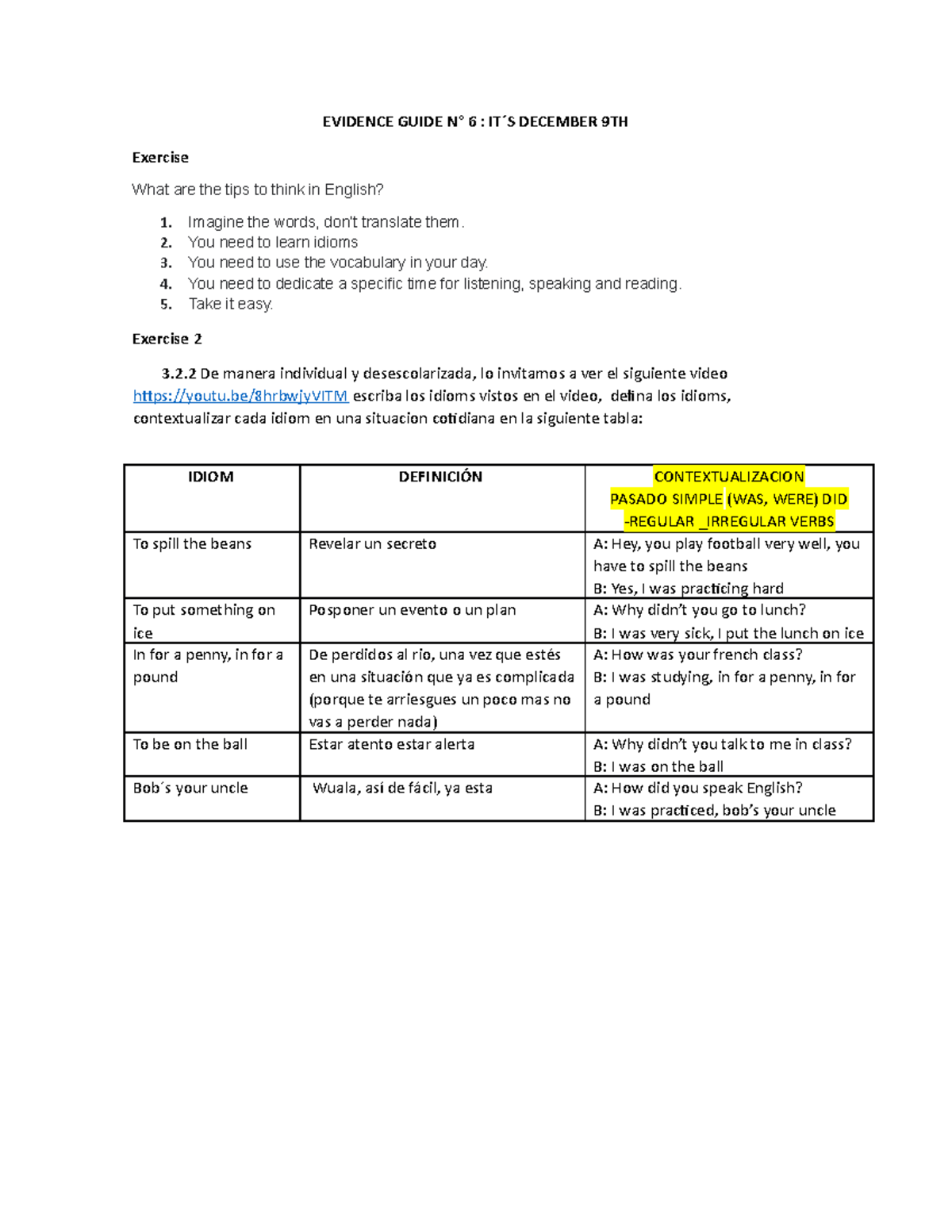 Evidence Guide N5 - Apuntes 1 - Ingles - UNAD - Studocu