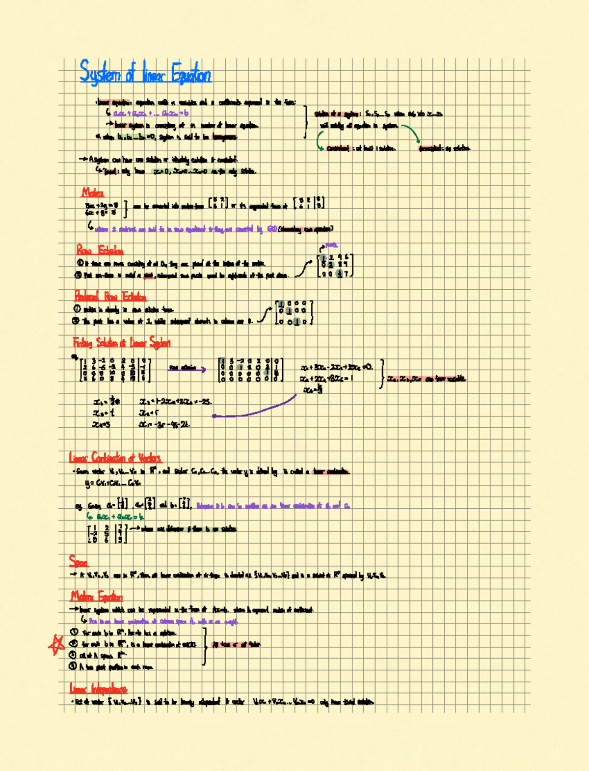 System of Linear Equation Notes - cz1104 - Studocu