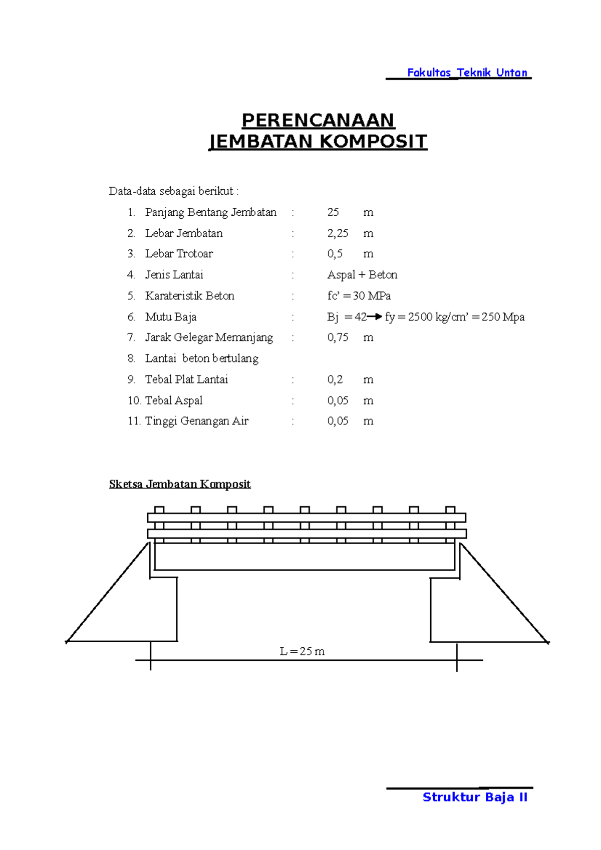 Struktur Baja II - PERENCANAAN JEMBATAN KOMPOSIT - PERENCANAAN JEMBATAN ...