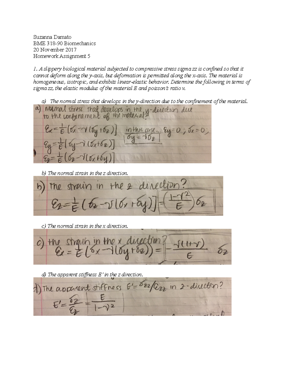 Homework Assignment 5 Bme 318 Bu Studocu