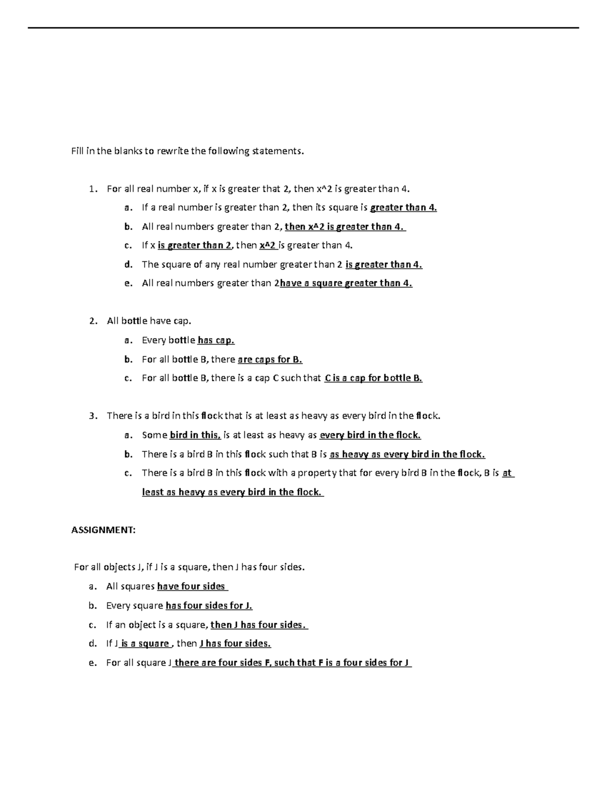 Assassass - Lecture Notes - Fill in the blanks to rewrite the following ...