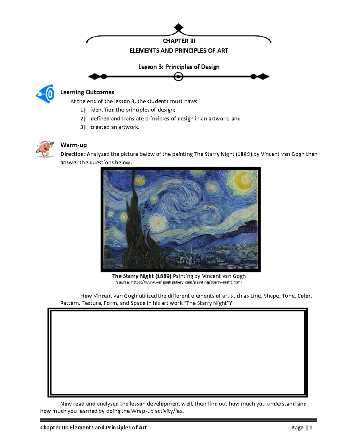 Chapter III Lesson 3 - Lecture notes 3 - CHAPTER III ELEMENTS AND ...