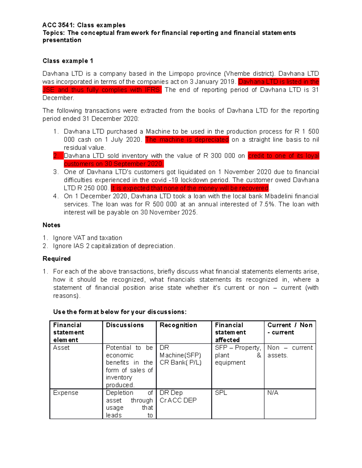 ACC 3541 class examples CF and IAS 1 - with comments - Topics: The ...