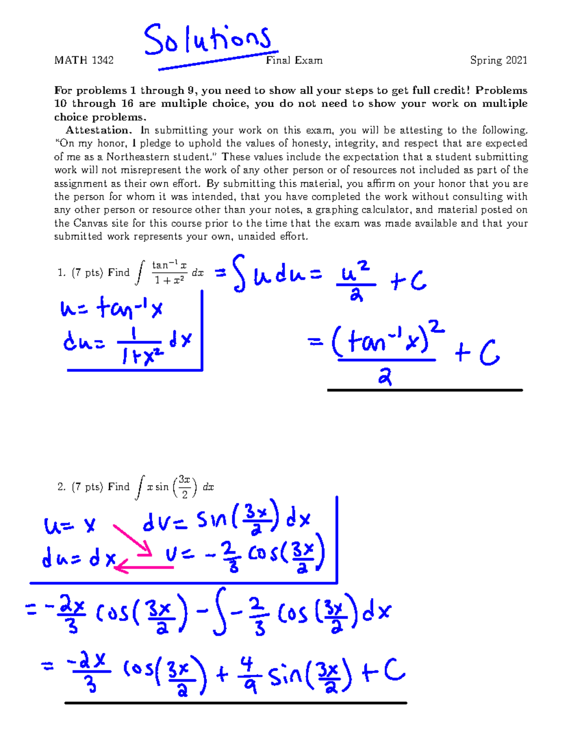 1342 Final Spring 2021 Spaced Solutions - MATH 1342 Final Exam Spring ...