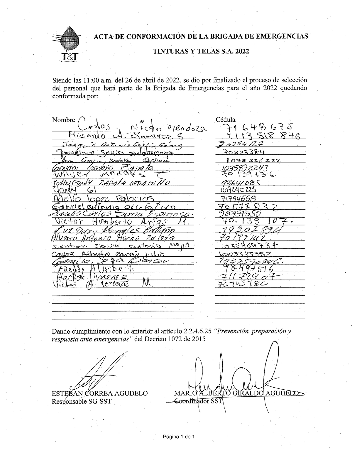 Acta De Conformacion - Sst - Salud Ocupacional - Studocu