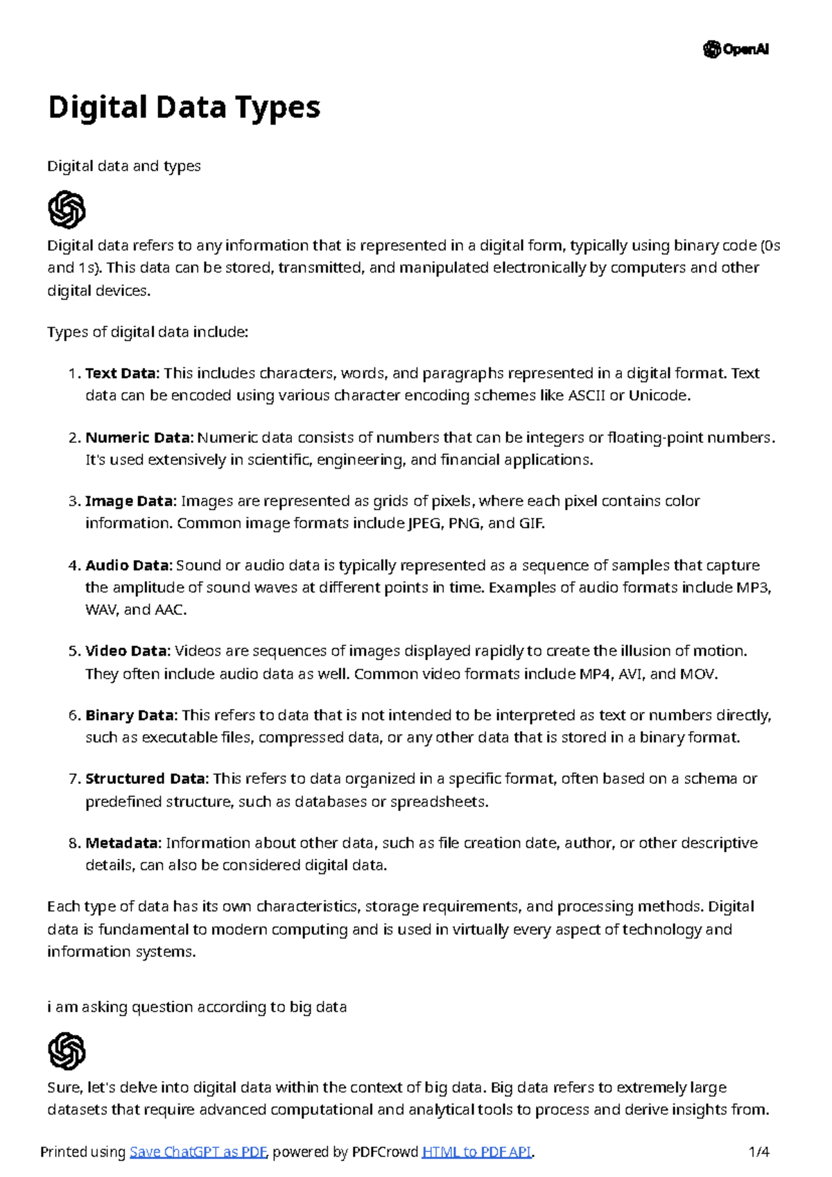 Big Data Tutorial Digital Data Types Digital data and types Digital