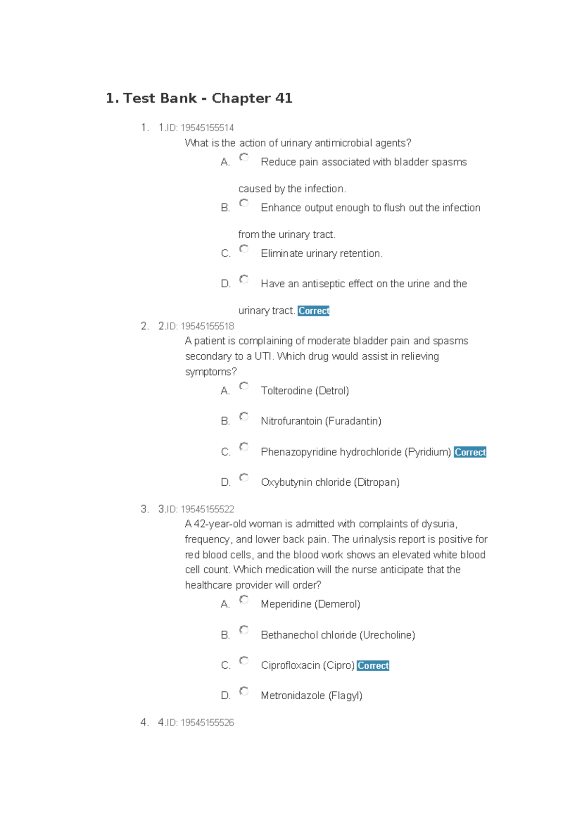 Clayton+Chapter+41+UTI - 1. Test Bank - Chapter 41 1. 1: 19545155514 ...
