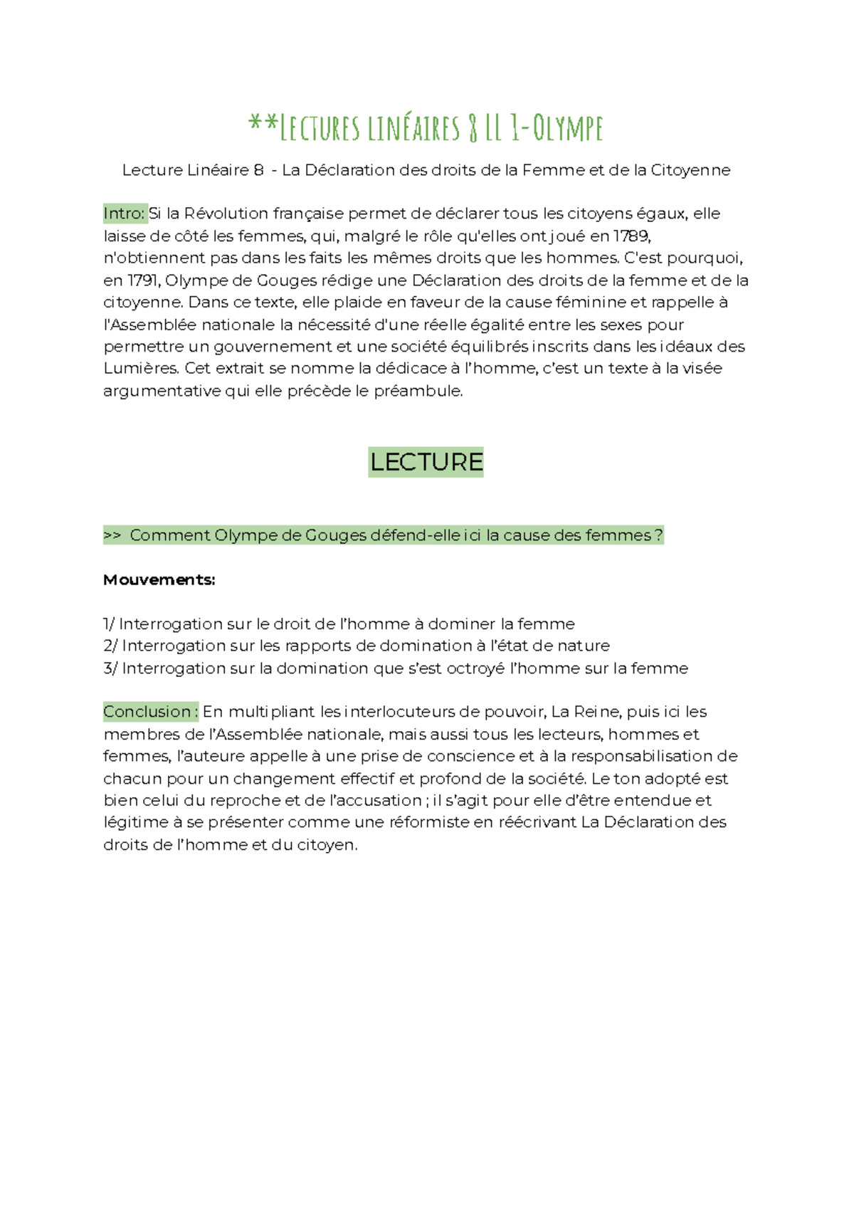 Lectures linéaires Littérature d'idées - Google Docs - **Lectures ...