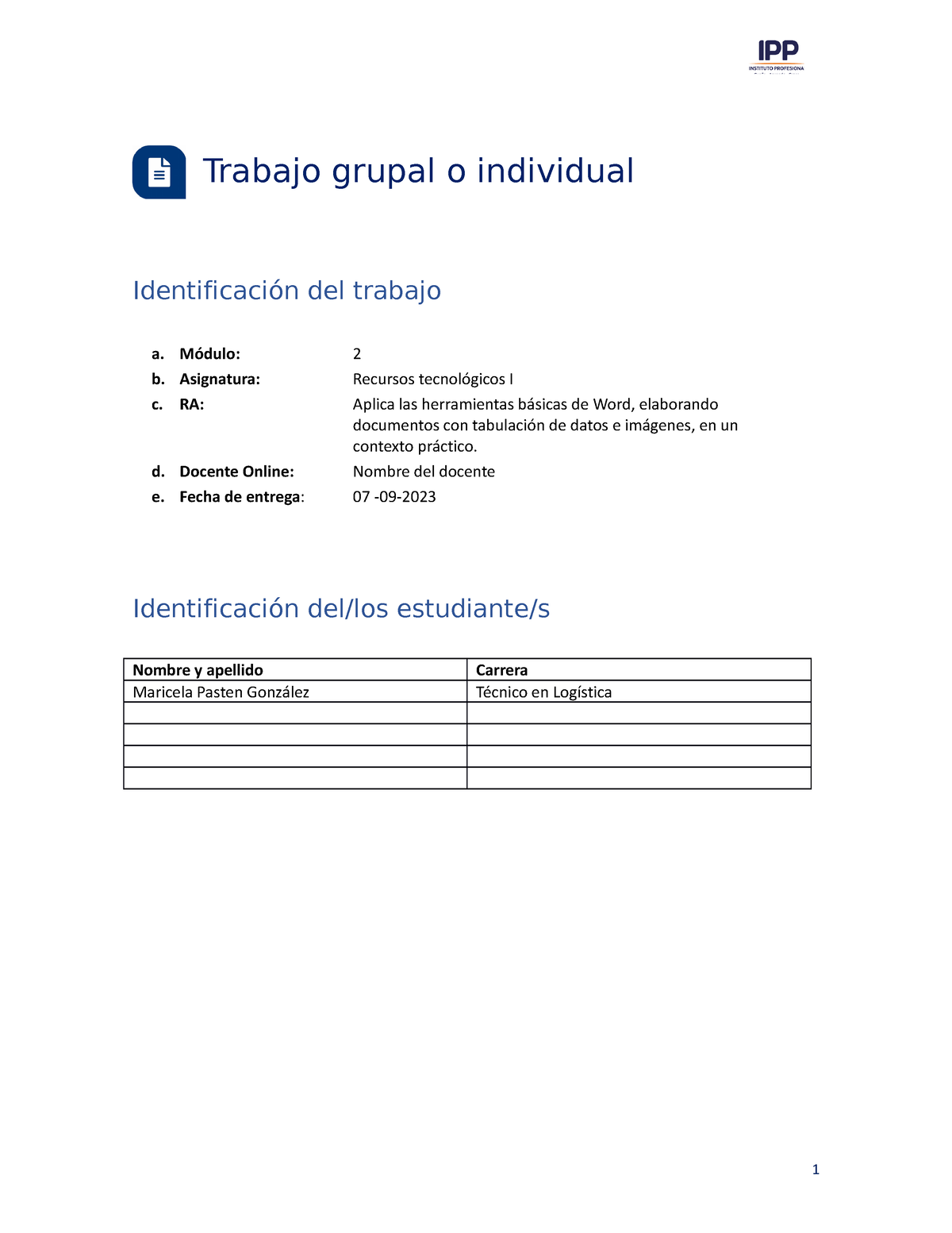 M2 Recursostecnologicos - Trabajo Grupal O Individual Identificación ...