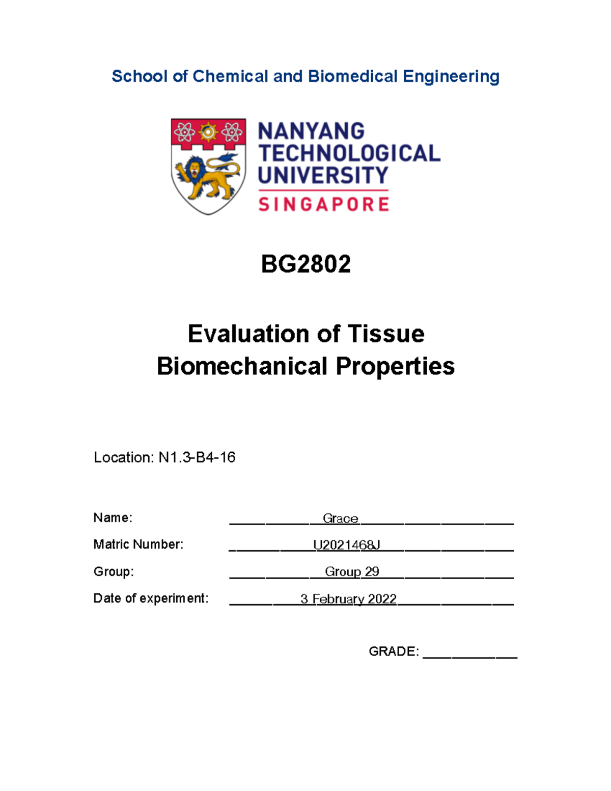 L4 Lab Manual Lab Report - School of Chemical and Biomedical ...