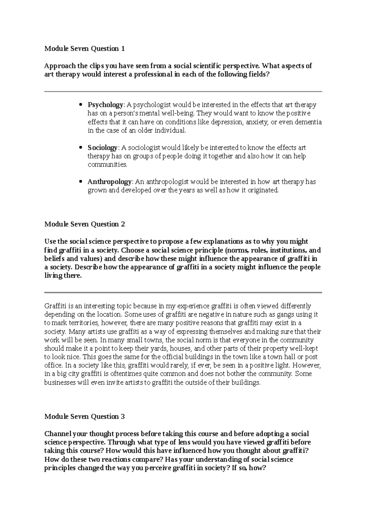 Jake Stiver SCS 200 Applied Social Sciences module 7 short responses ...