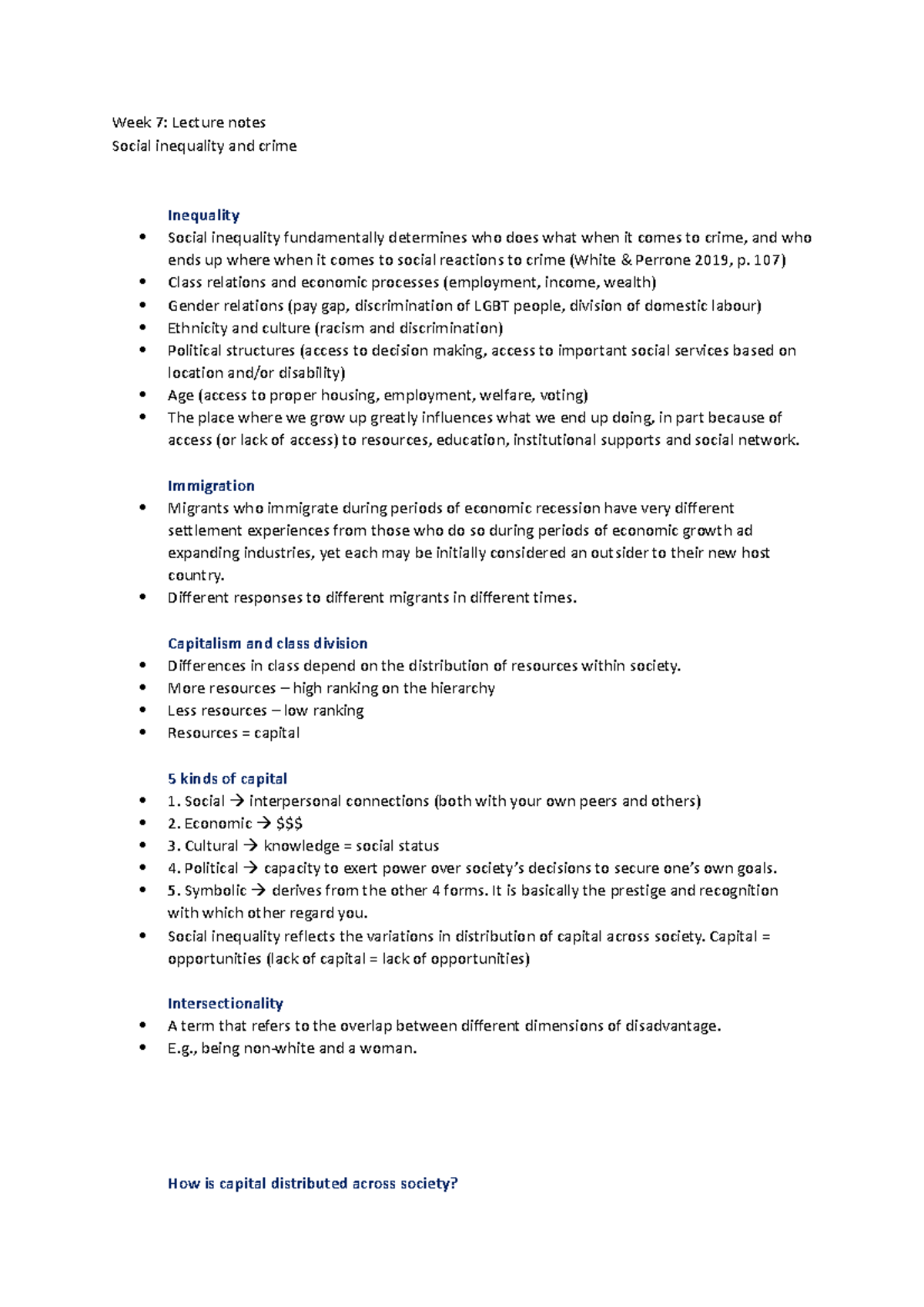 Week 7 Lecture notes - SOCIAL INEQUALITY WEEK 7 - Week 7: Lecture notes ...