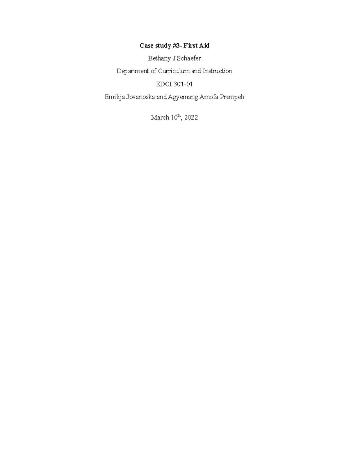 first aid case study pdf