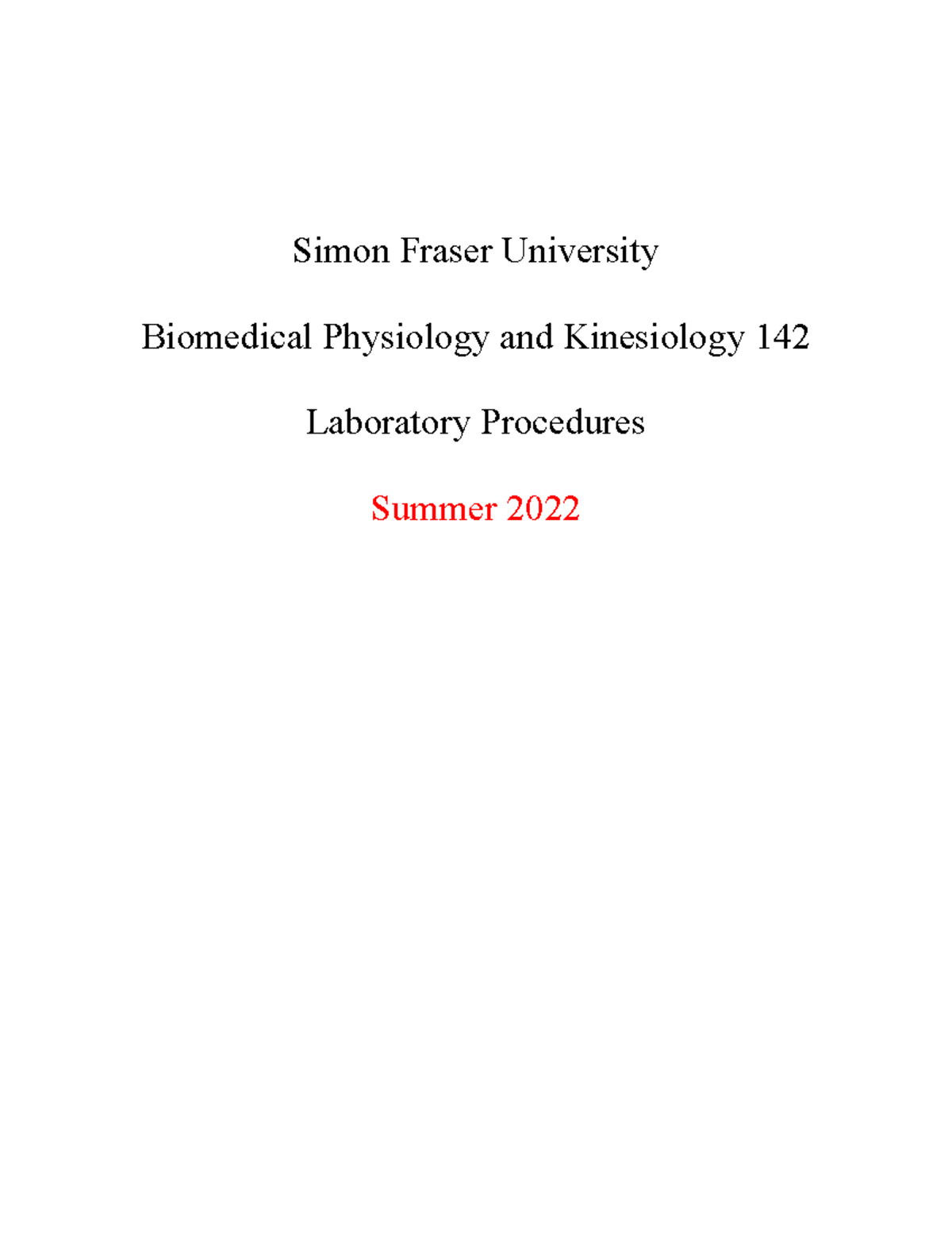 Kin 142 Combined Laboratory Procedures 2022 02 - Simon Fraser ...