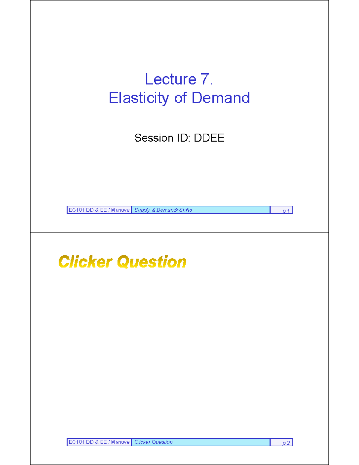 Microsoft Power Point - EC101Outlines 07-Demand Elasticity.pptm ...