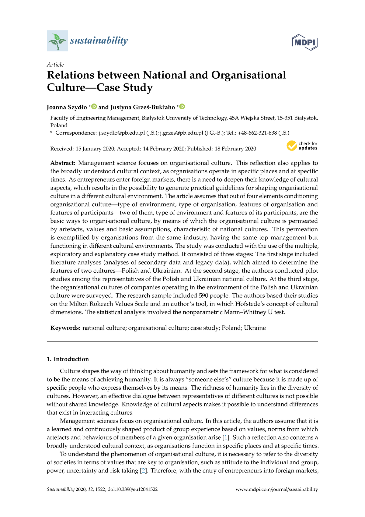 Sustainability1201522v2 sustainability Article Relations between