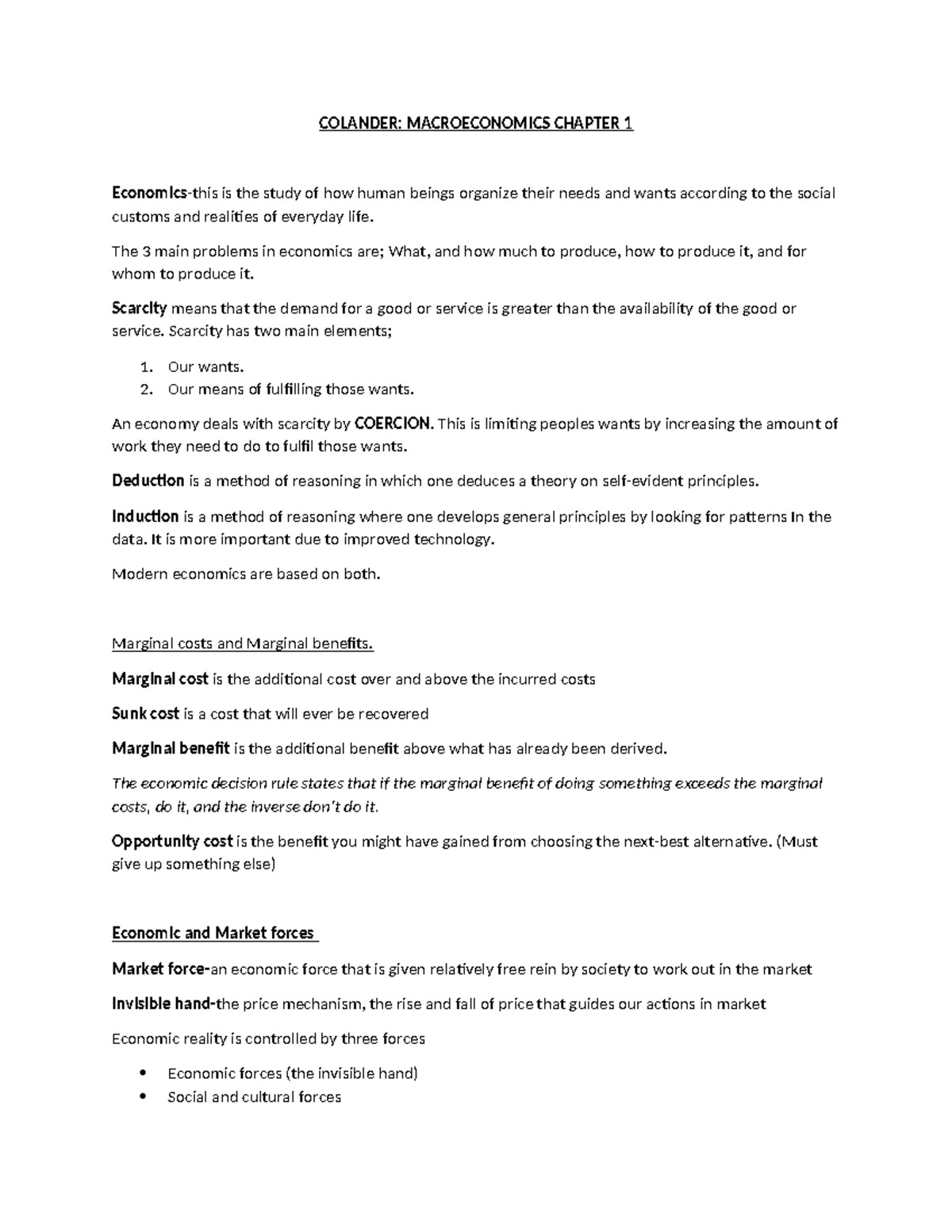 Colander microecenomics COLANDER MACROECONOMICS CHAPTER 1