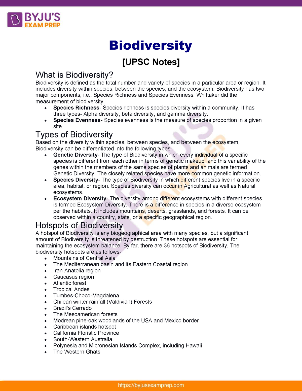 Biodiversity Notes - Biodiversity [UPSC Notes] What Is Biodiversity ...